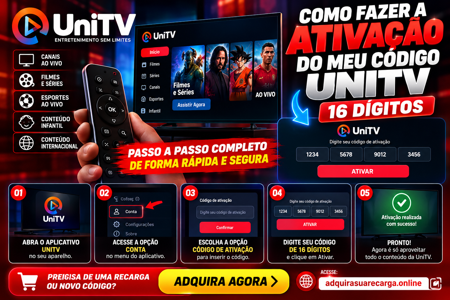 Como Ativar Código UniTV de 16 Dígitos: Passo a Passo